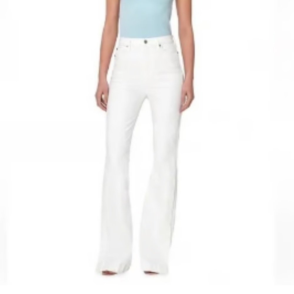 7 For All Mankind NEW Side Snap High Rise Stretch Flare Jeans White Size 29